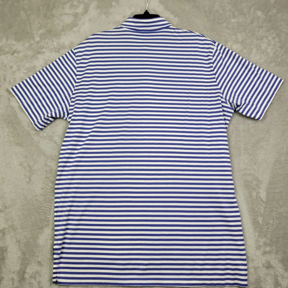 Ralph Lauren Polo Golf Shirt Mens XL Blue White Striped Short Sleeve‎ Casual